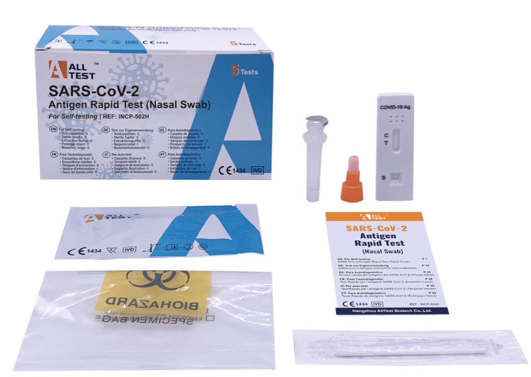 Alltest Selbsttest 5er Sars-CoV-2-Antigen-Schnelltests zur Eigenanwendung  Nasopharyngeal / Nasal VPE 5er-Box